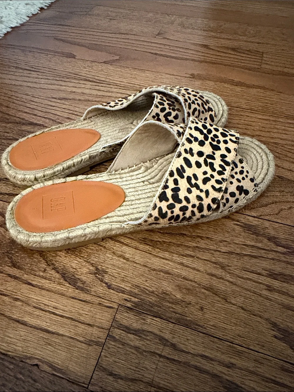 GAP Leopard Print Espadrille Slide Sandals in Tan and Black